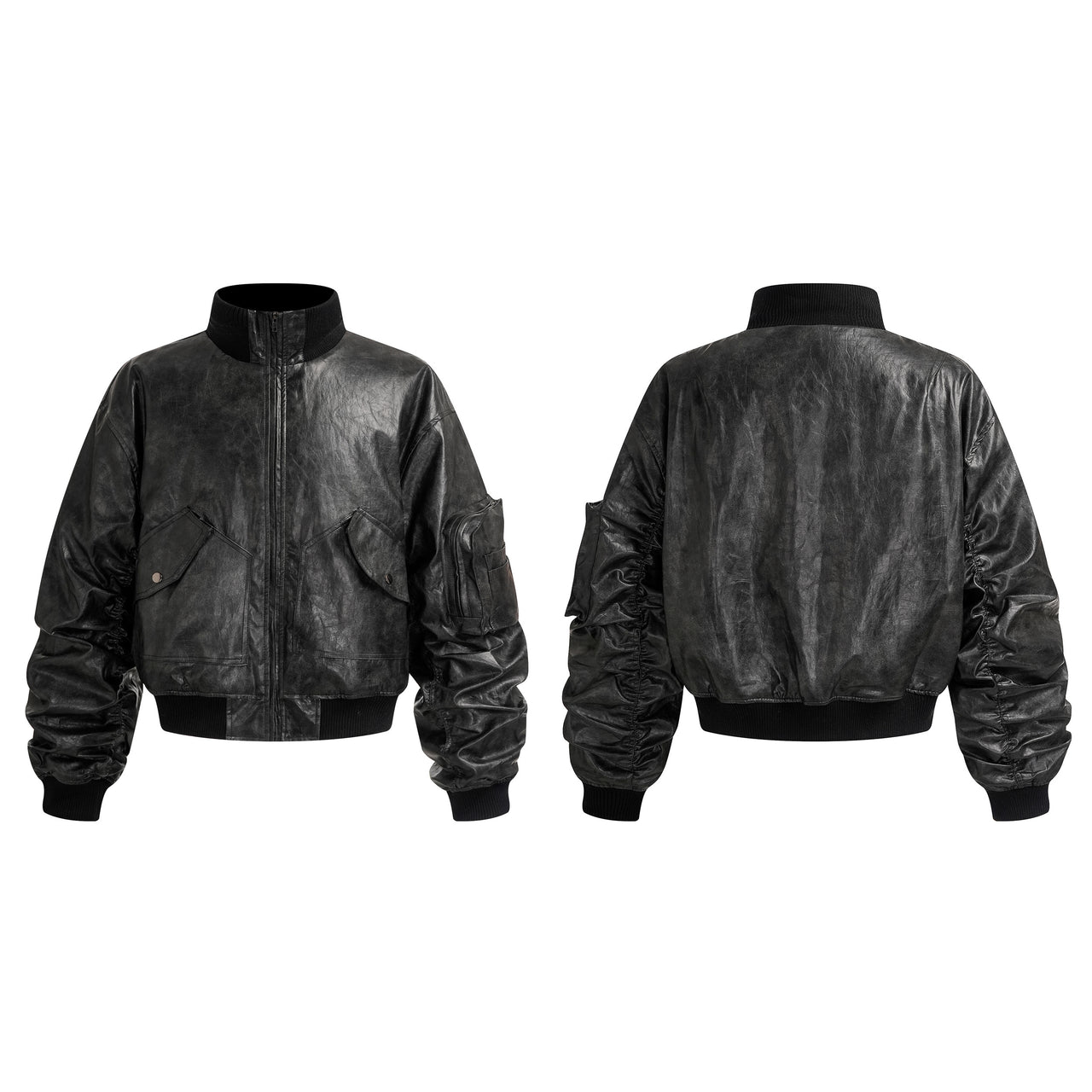 Omirad Vintage PU Bomber Jacket