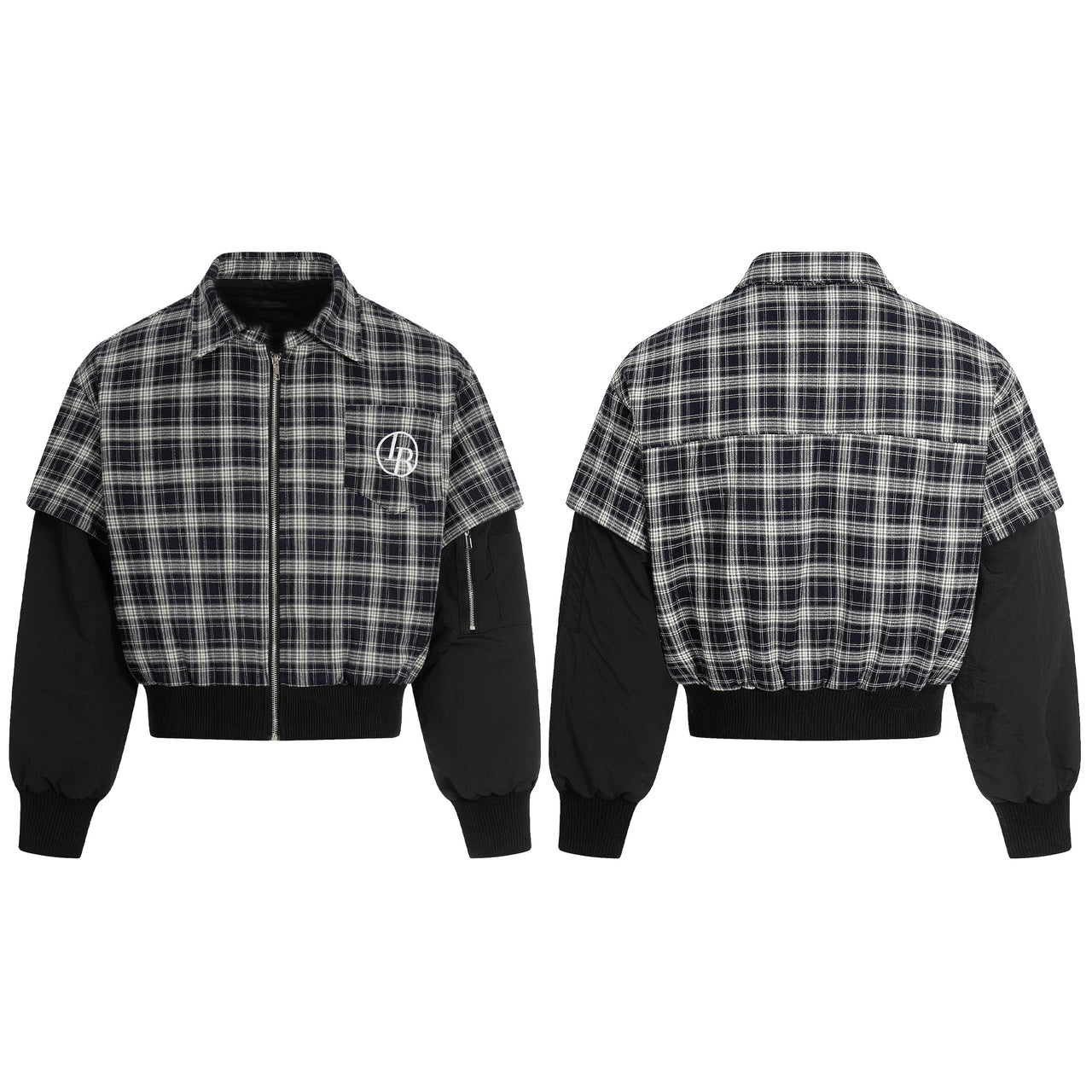 Omirad Plaid Hybrid Bomber Jacket