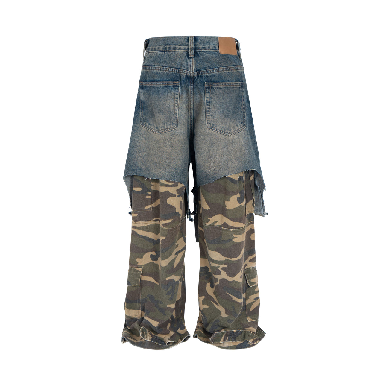 Color-Blocked Camouflage Cargo Jeans