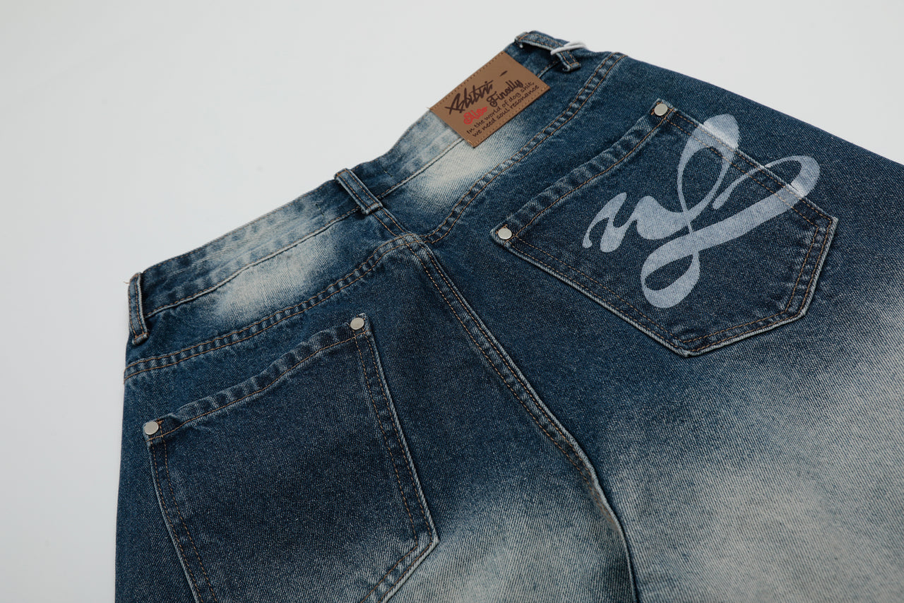 Omirad Bleached-Distress Denim Shorts