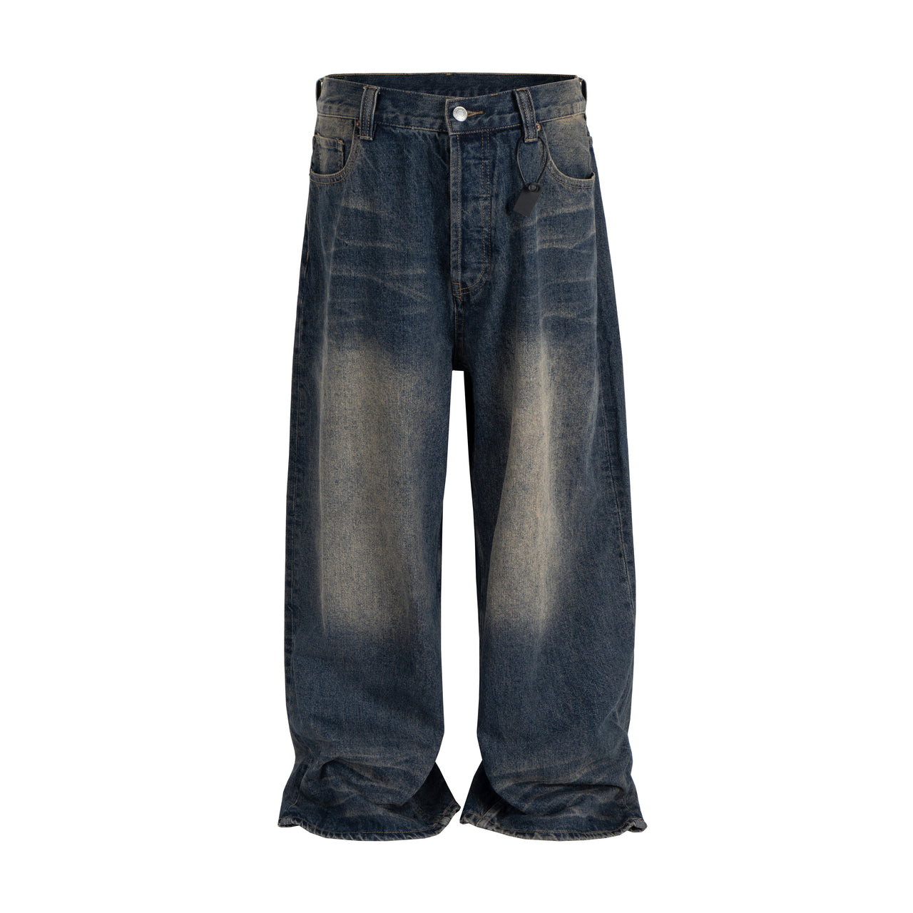 Omirad Distressed Leather Patch Denim Jeans