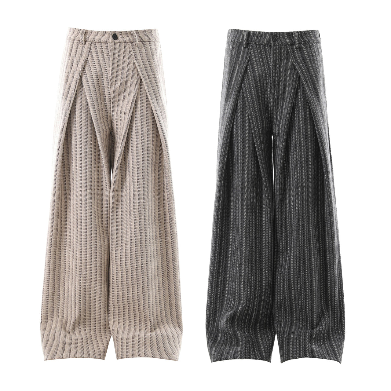 Streetwear Striped Pleated Relaxed Pants