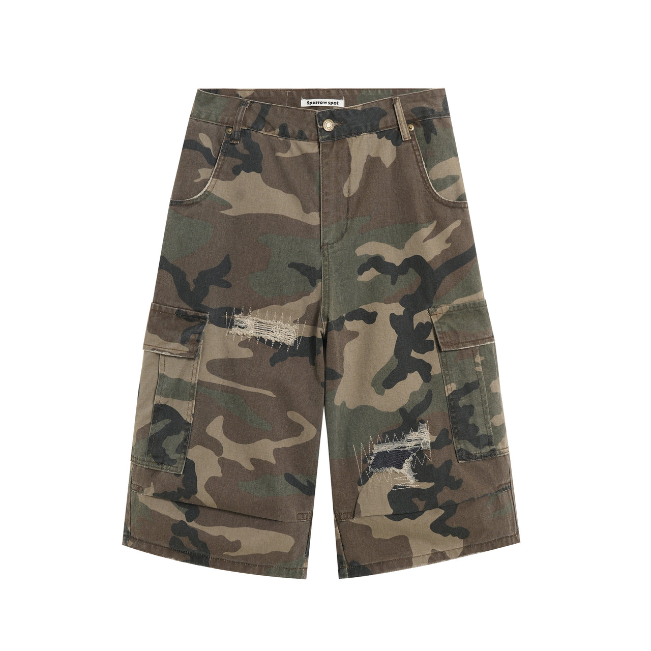 American Vintage Patchwork Camouflage Jorts