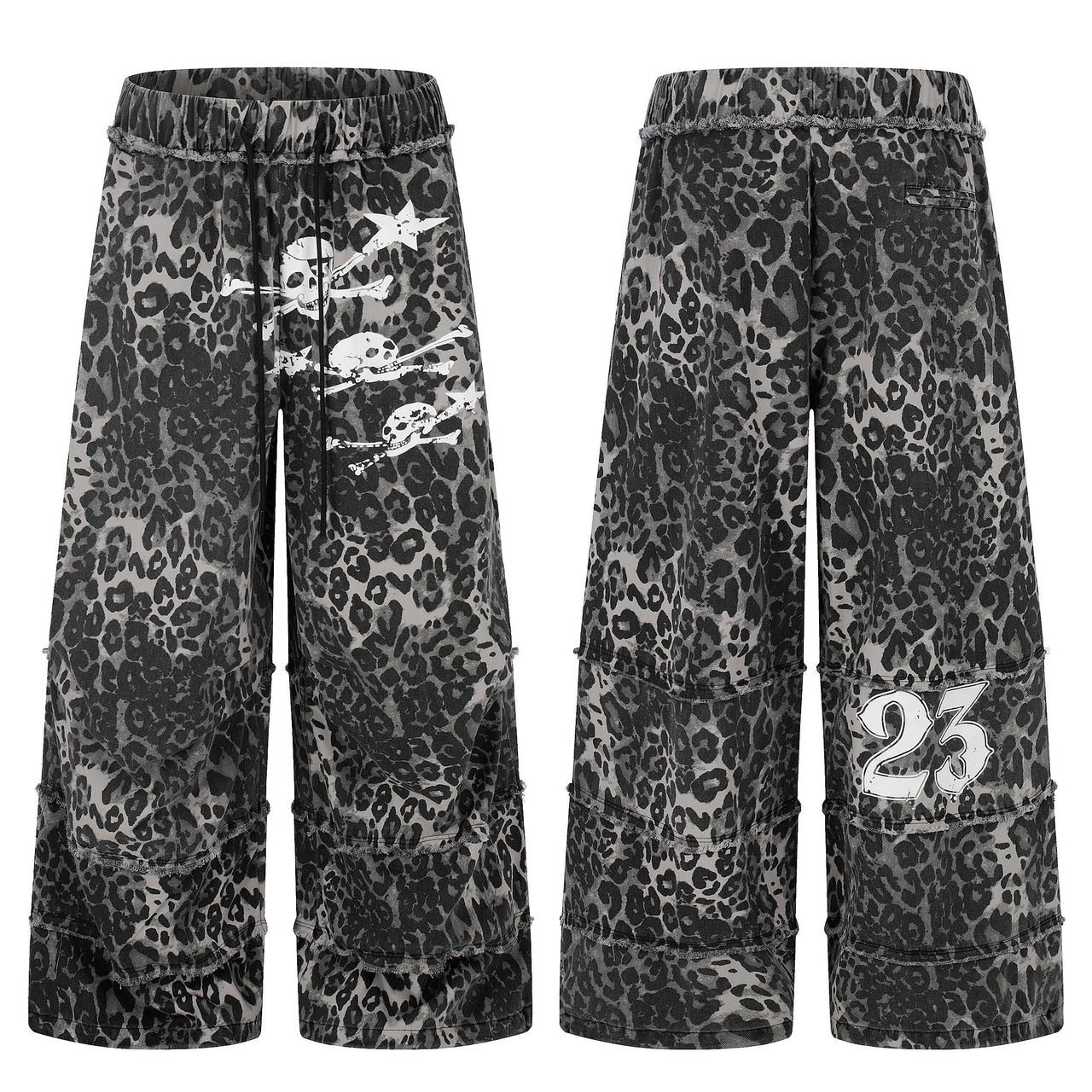 Omirad Leopard Patchwork Wide-Leg Pants