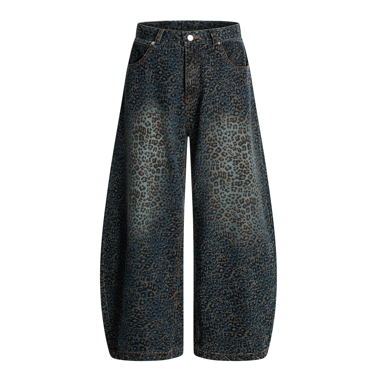 American High Street Leopard Print Curved Blade Jeans