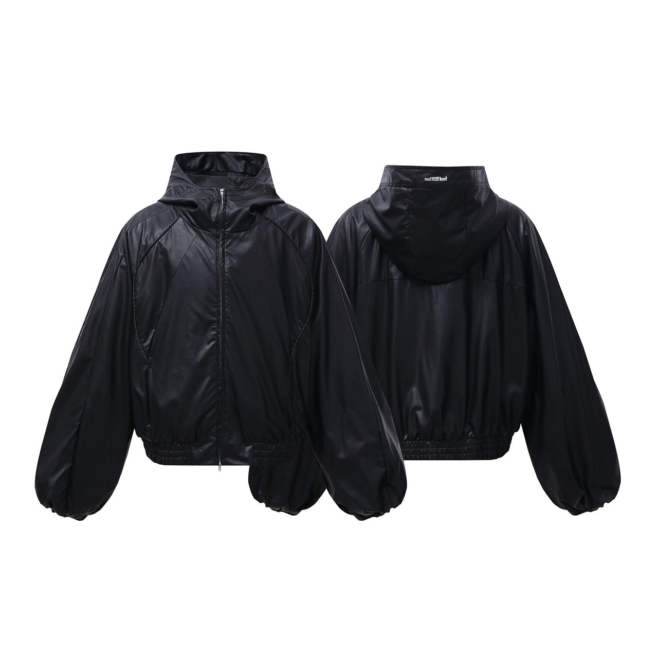 Omirad Faux Leather Hooded Bomber Jacket