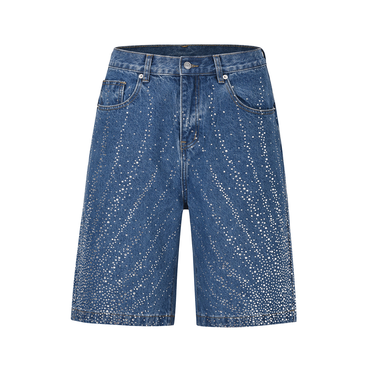 Omirad Rhinestone Burst Denim Shorts