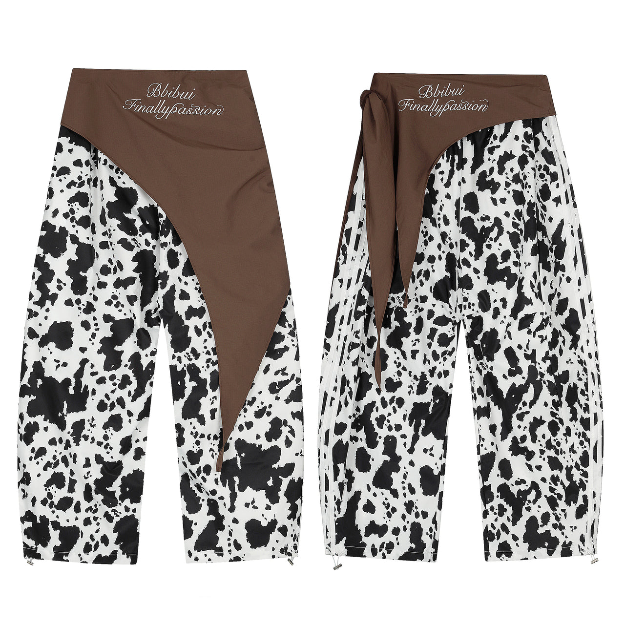 American Vintage Cow Print Wide-Leg Casual Pants