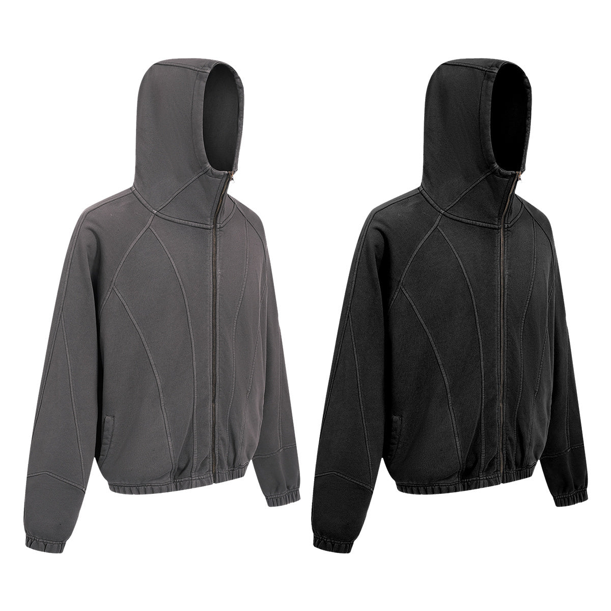 American Streetwear Half-Mask Zip-Up Hoodie