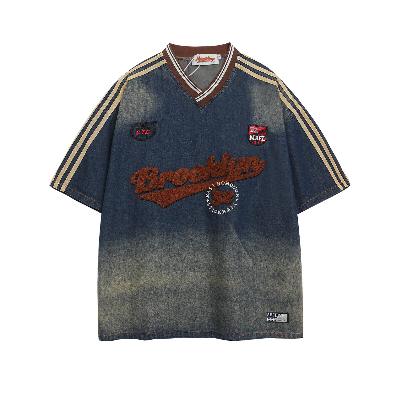 American Vintage Terry Embroidered Letter Denim Tee