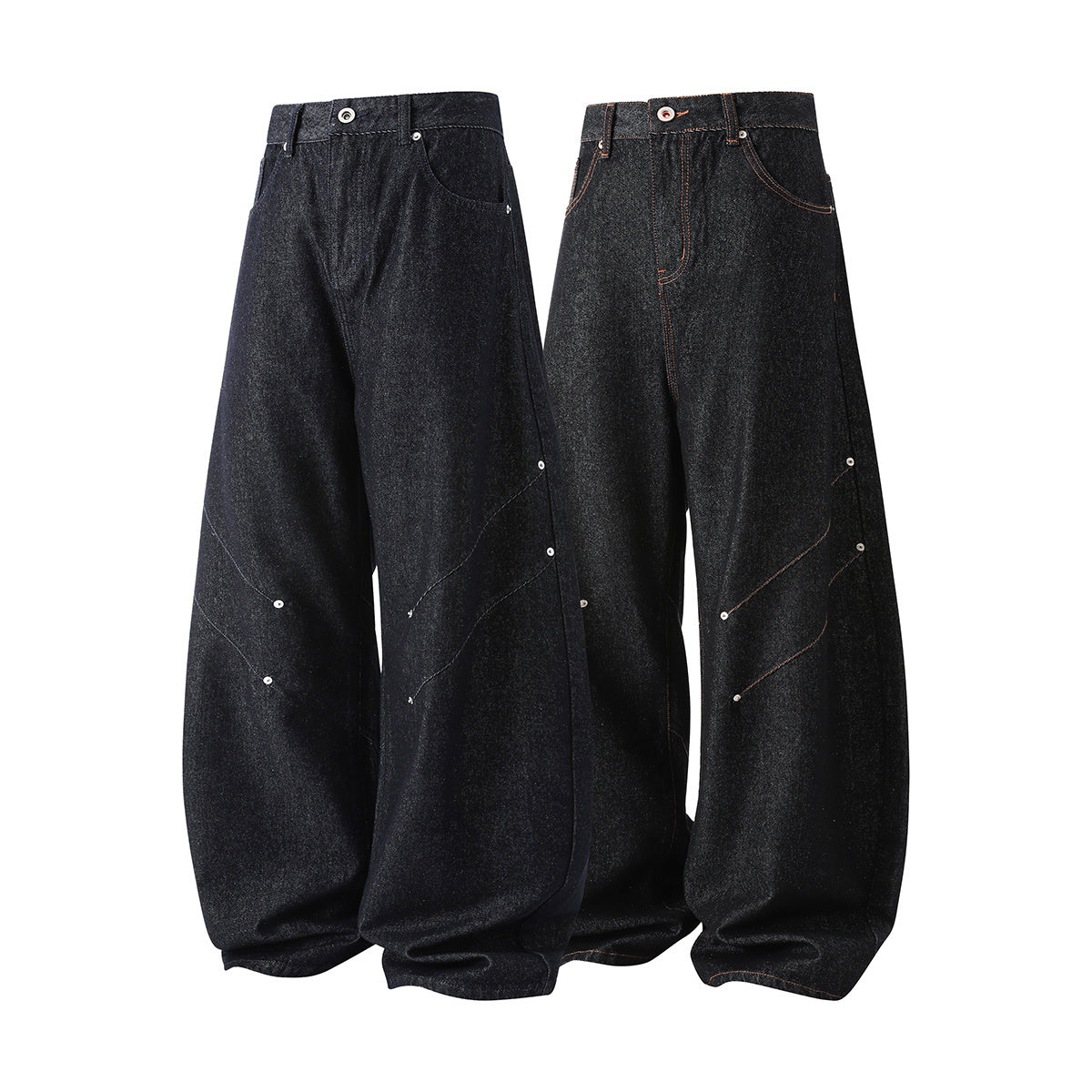 Omirad Curved Rivet Denim Pants
