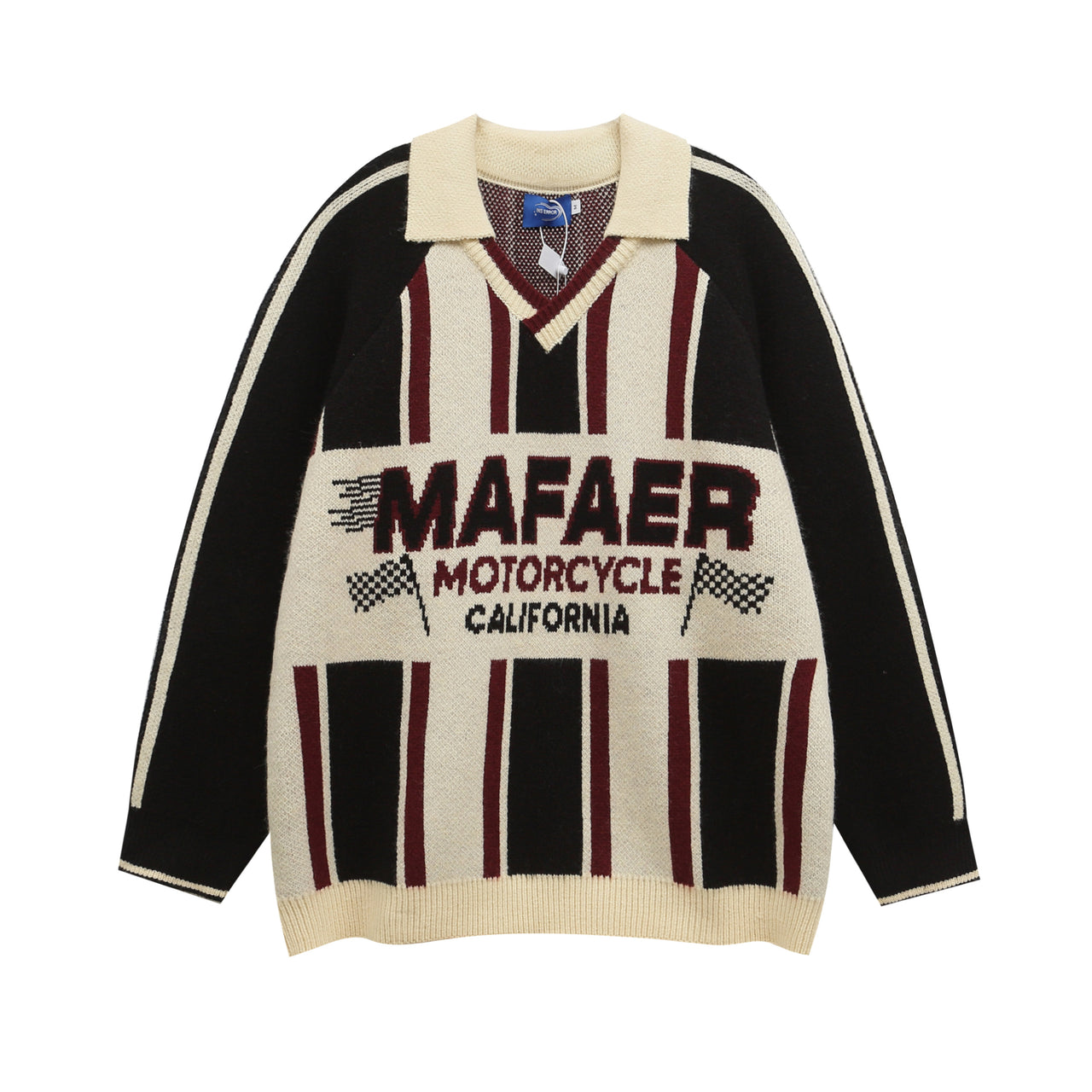 American Retro Striped Letter Knit Sweater