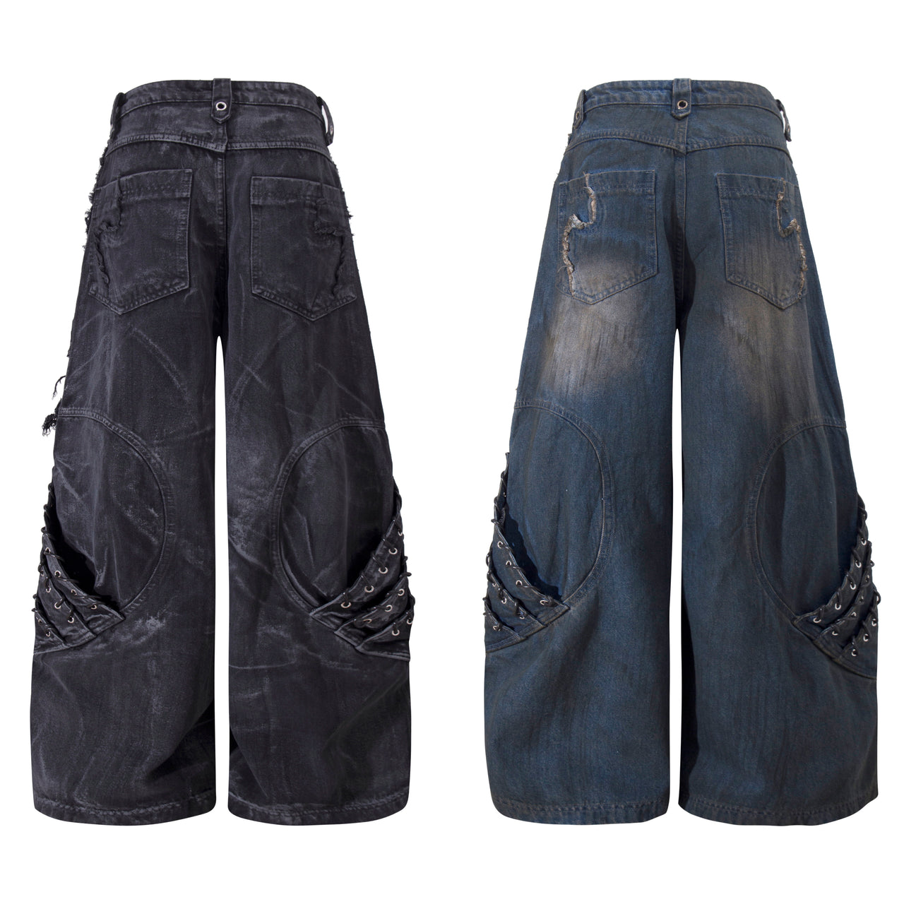 Omirad Multi-Panel Distressed Barrel Jeans