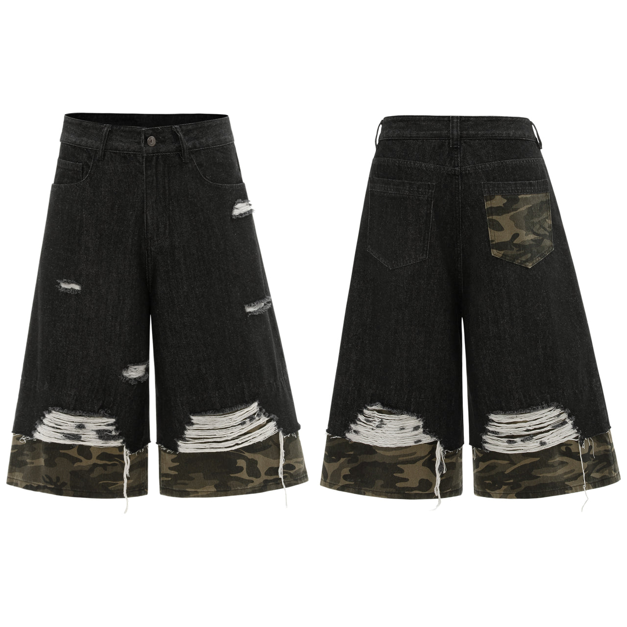 American Street Style Faux Layered Jorts