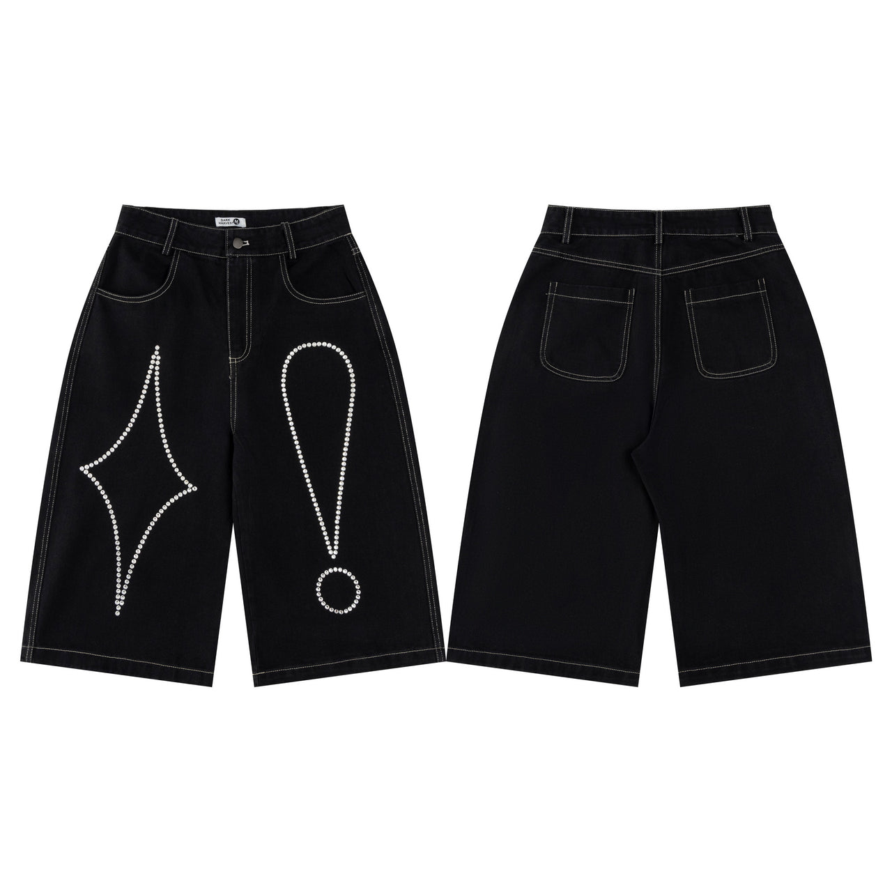 American Raw Color Rhinestone-Embellished Jorts