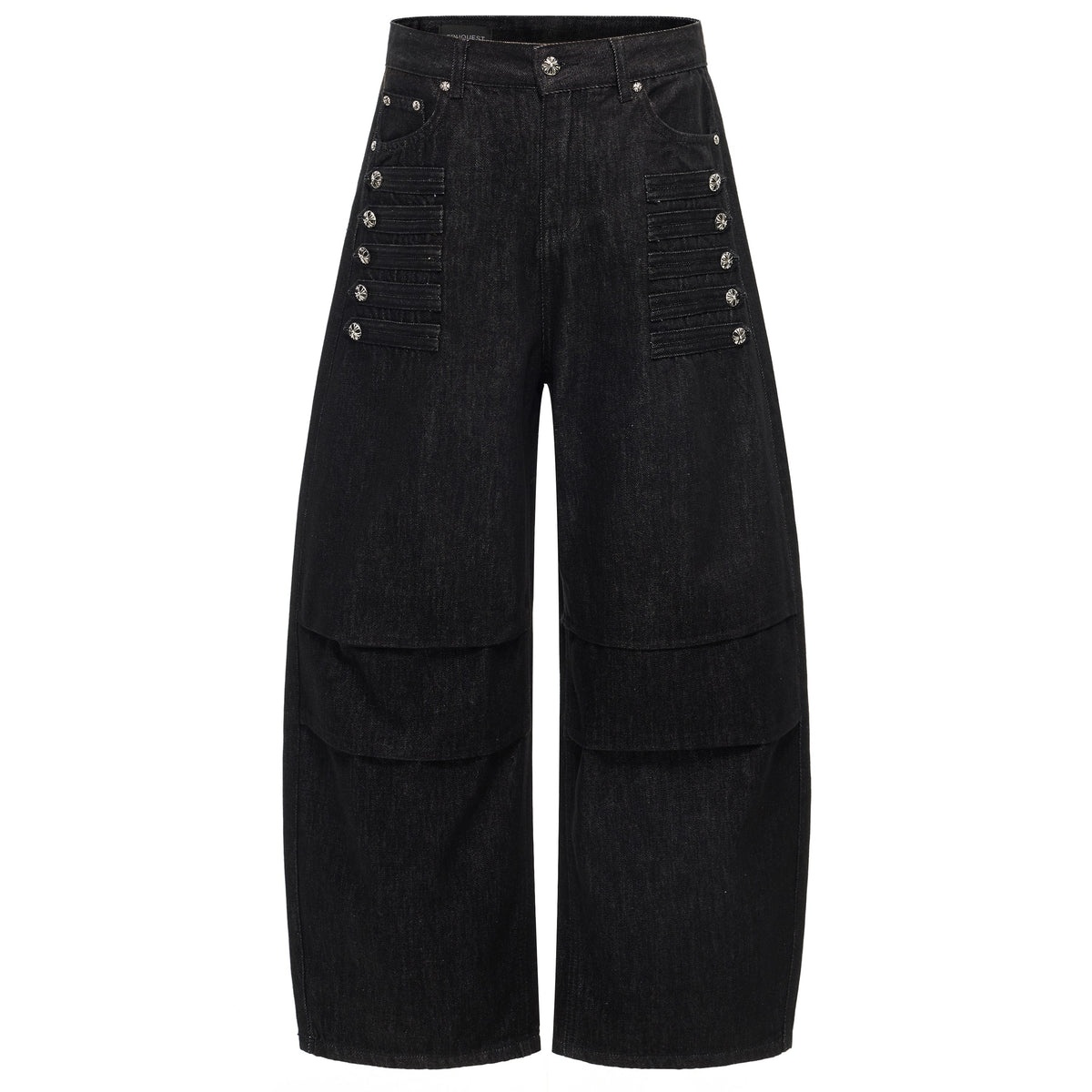 Omirad Metal Button Panel Wide-Leg Jeans