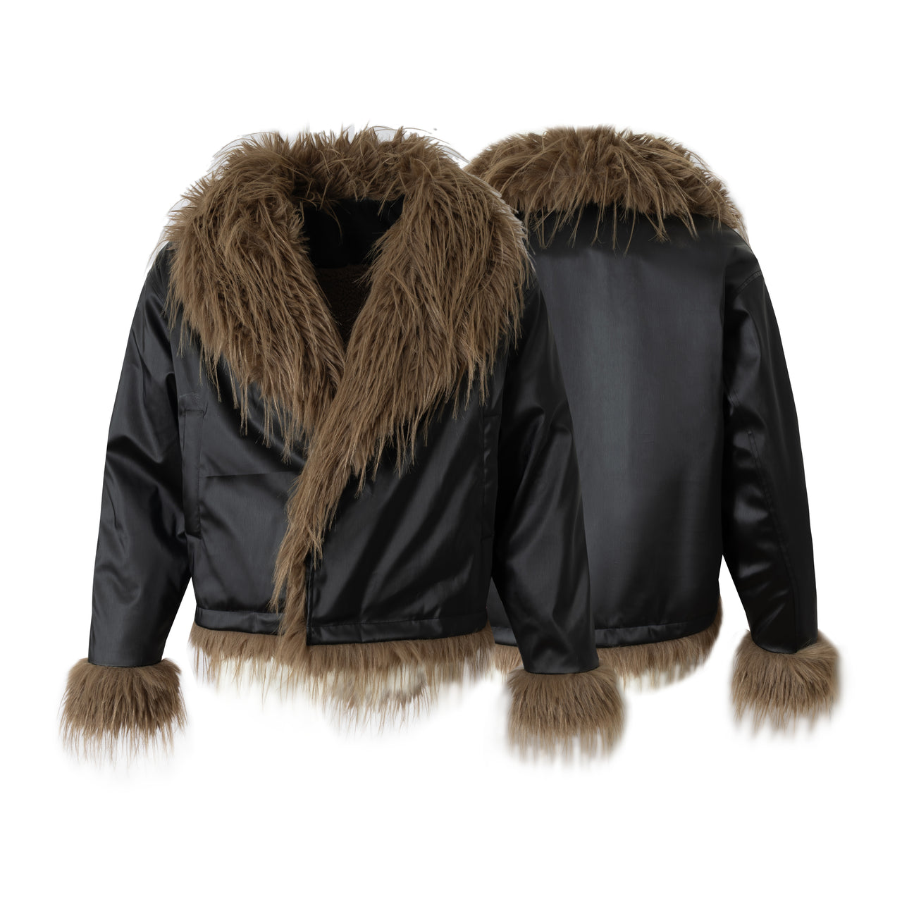 Omirad Faux-Leather Fur Trim Jacket