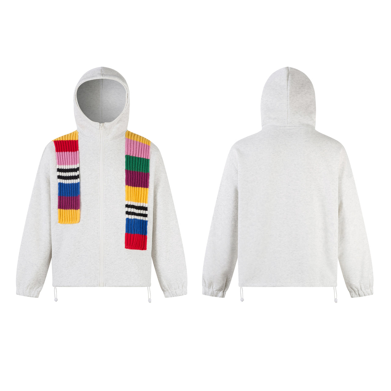 Streetwear Rainbow Appliqué Zip Hoodie