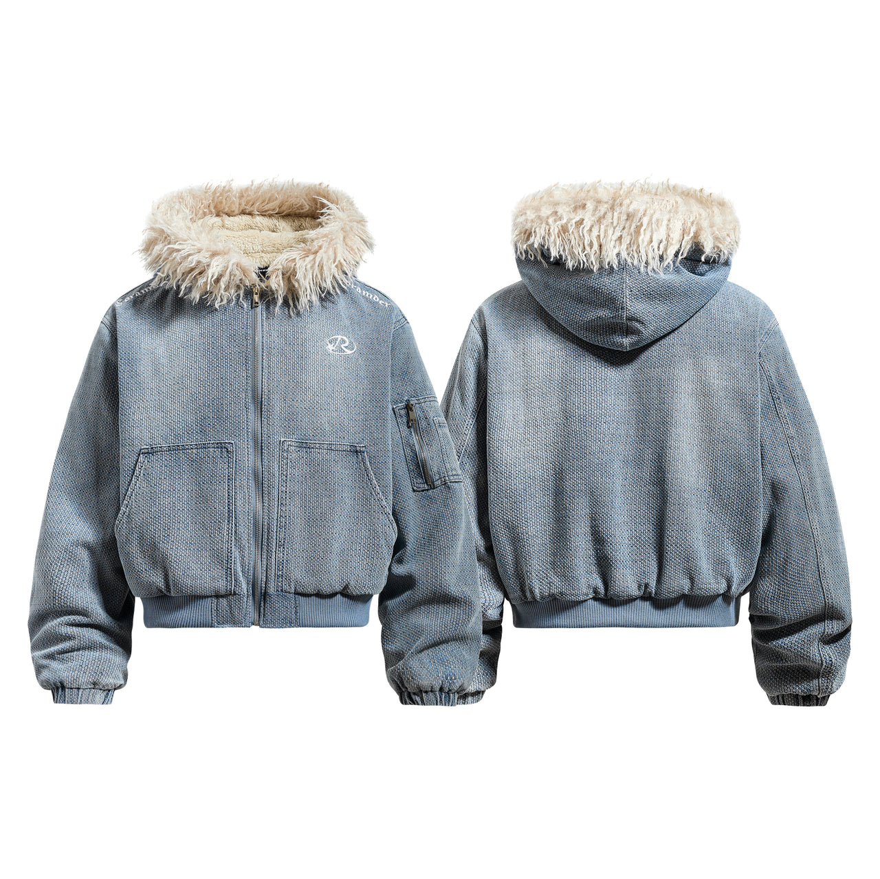 Omirad Fur-Trim Washed Hooded Jacket