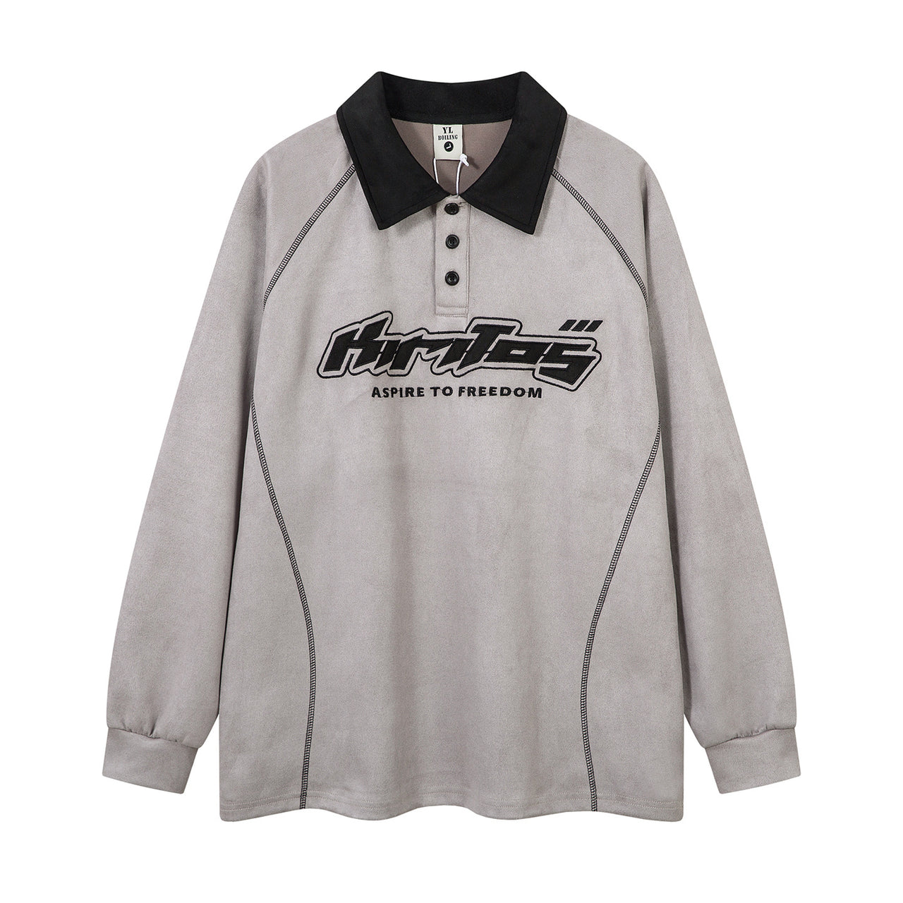 Streetwear Appliqué Embroidered Polo Sweatshirt