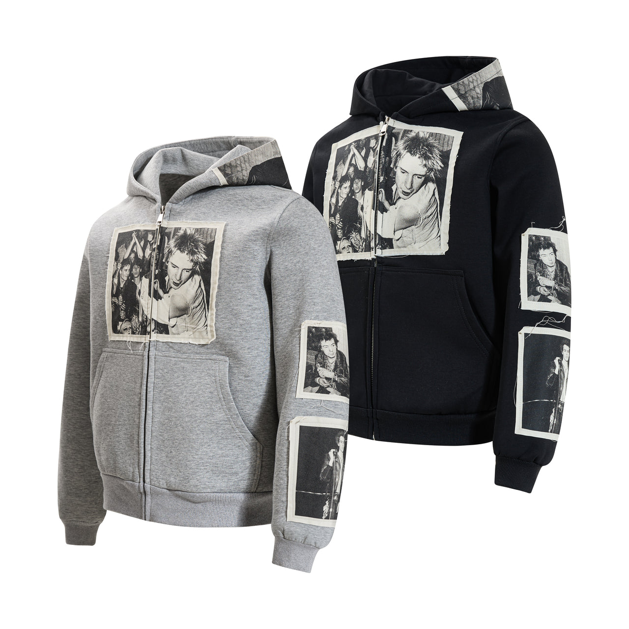 Omirad Vintage Photo Patch Zip Hoodie