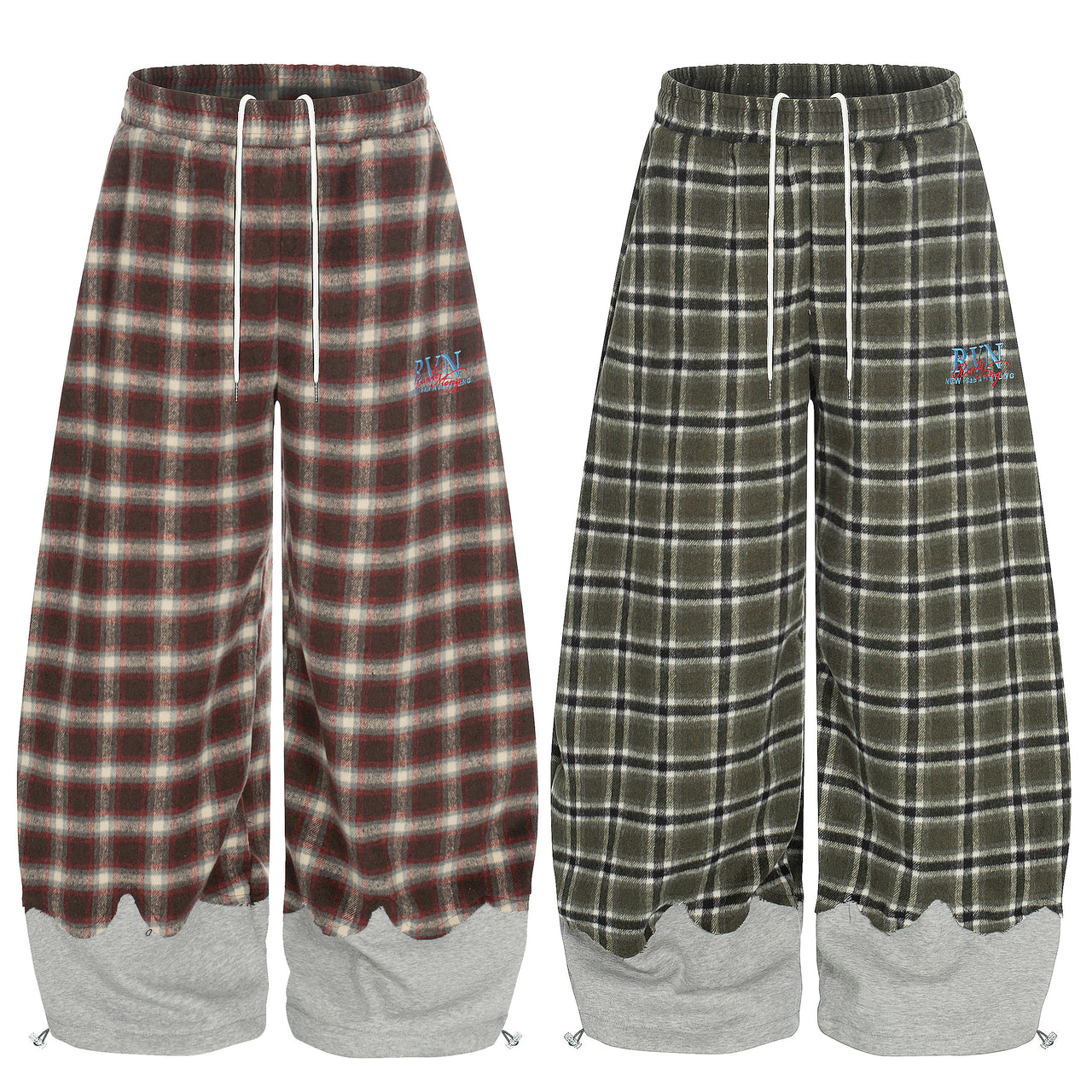 Omirad Plaid Spliced Wide Mesh Pants