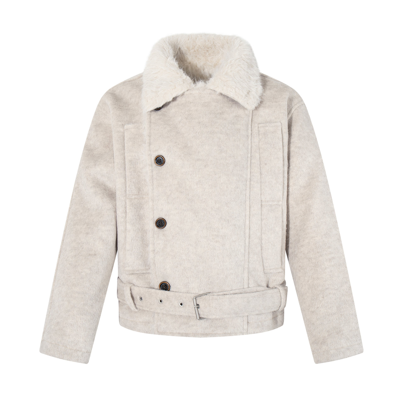 Omirad Fur-Collar Belted Jacket