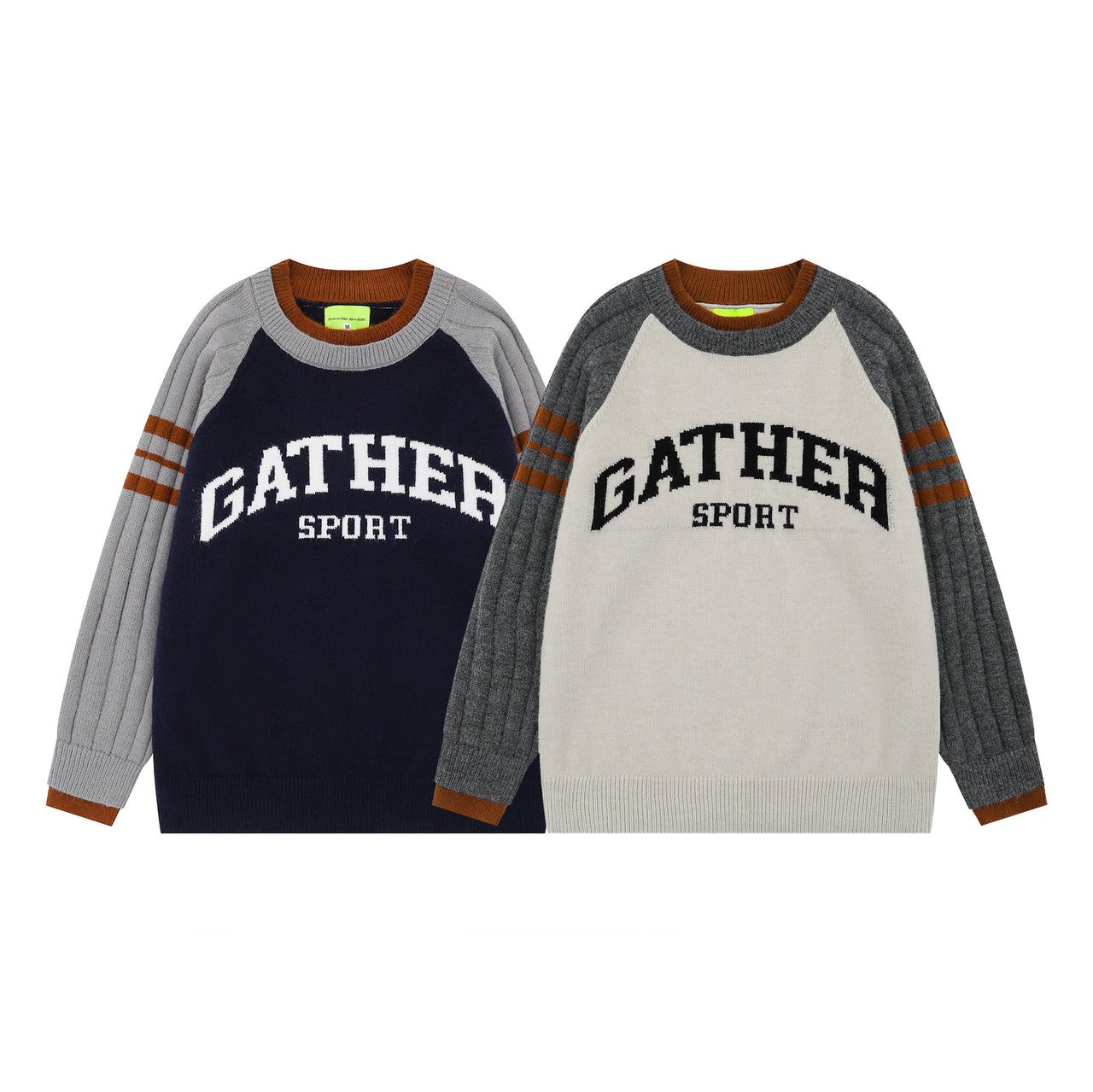 Streetwear Letter Jacquard Dual-Collar Knit Sweater