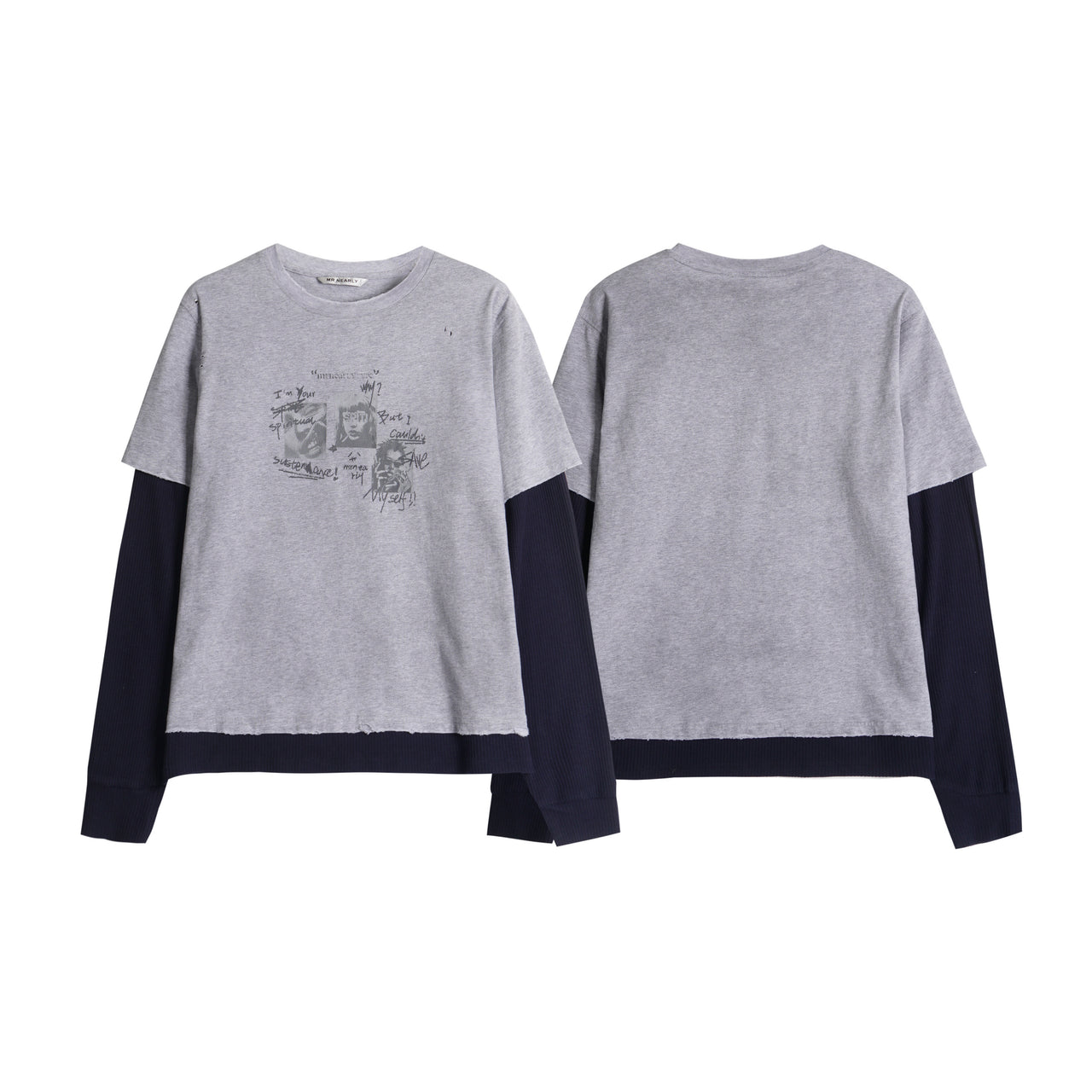 Vintage American Portrait Print Layered Sweatshirt