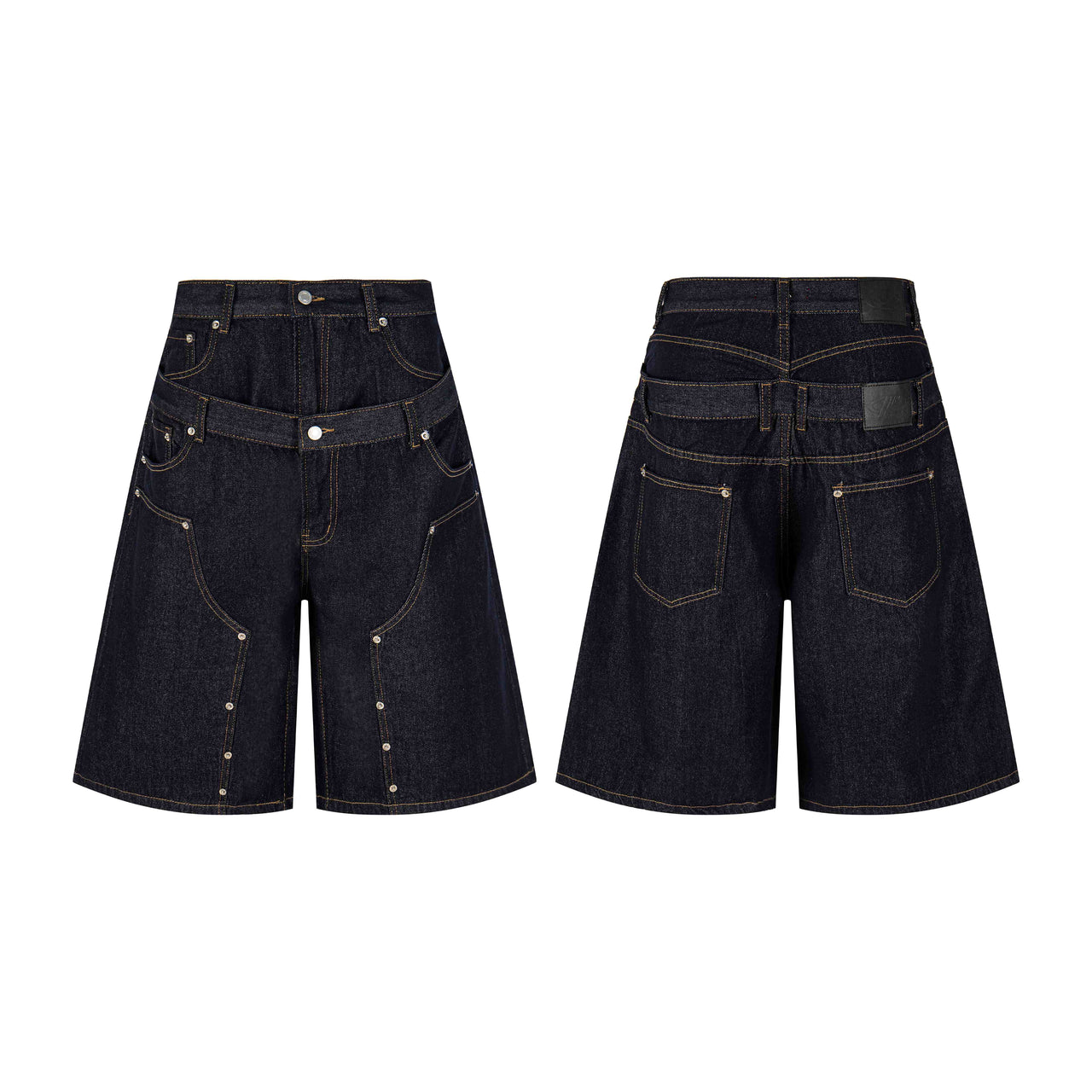 Omirad “Double Waist Panel Denim Shorts”