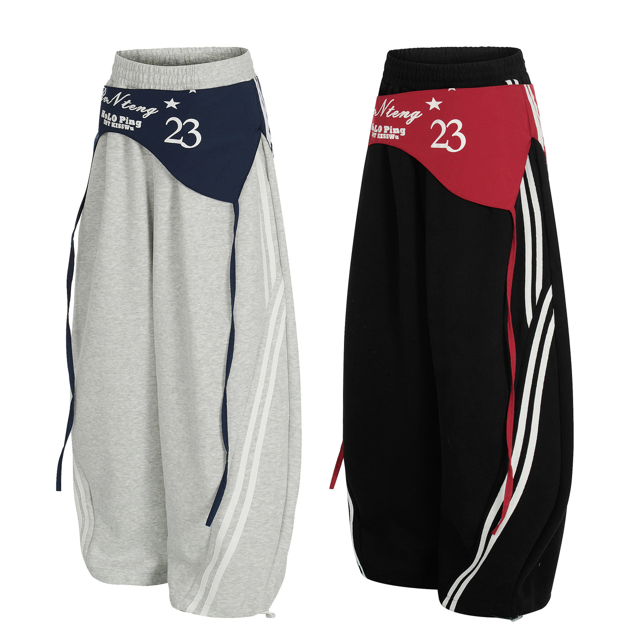 Omirad Double-Waist Retro Print Track Pants