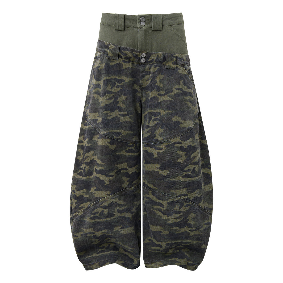 Omirad Double Waist Camo Barrel Pants