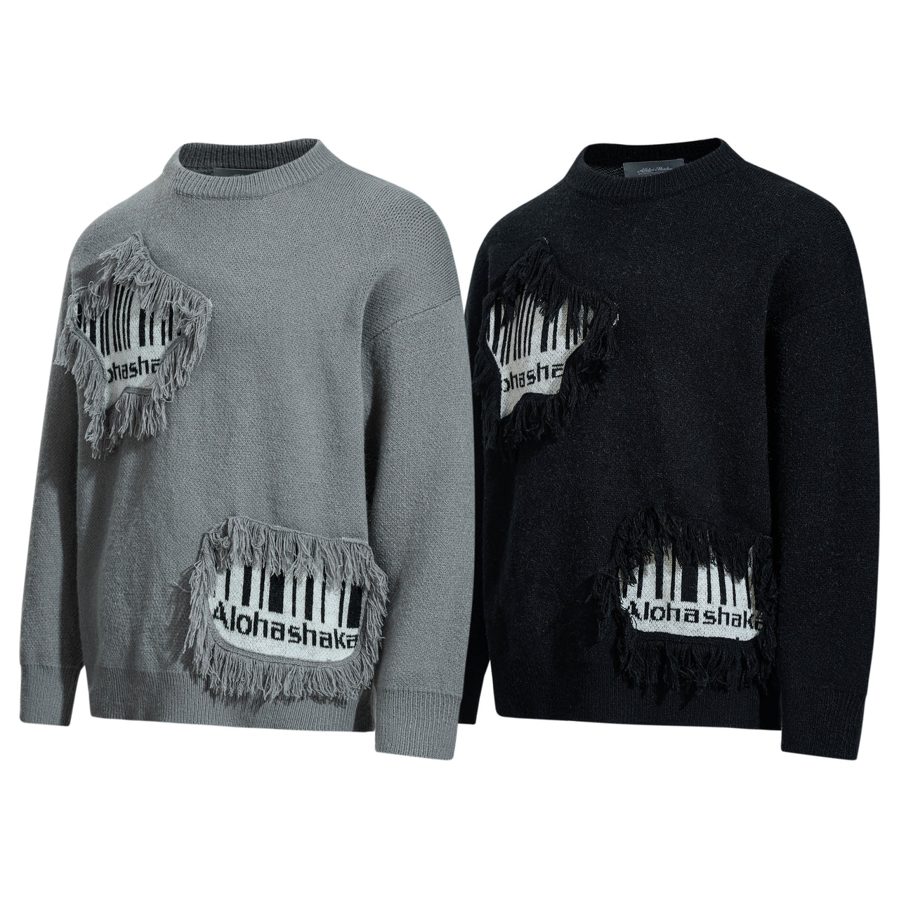 American Streetwear Frayed Patchwork Sweater