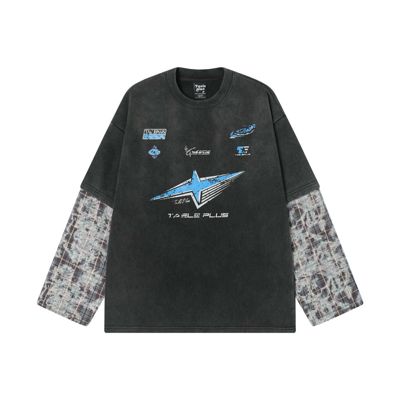 Faux Layered Plaid Sweatshirt