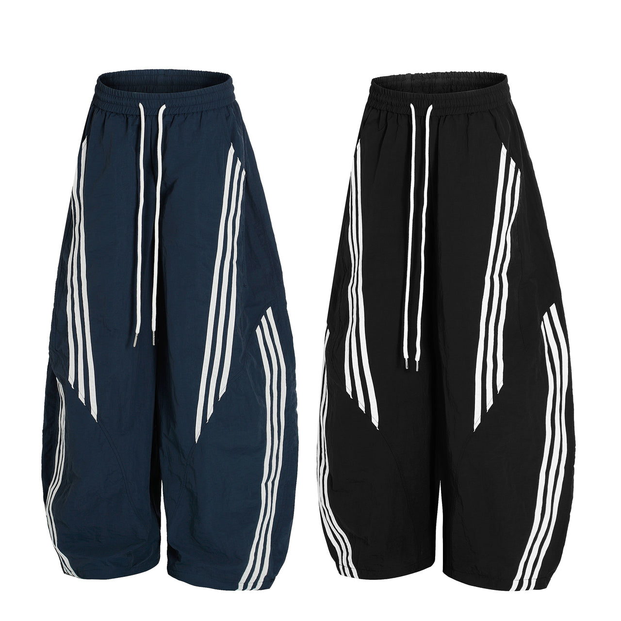 Omirad Nylon Multi-Stripe Track Wide-Leg Pants