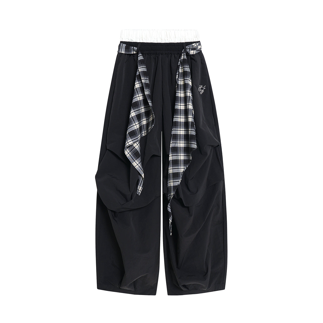 American Casual Plaid Pleated Double Waist Pants