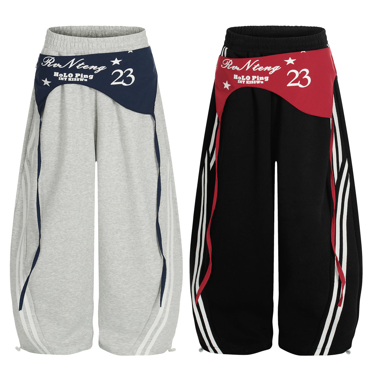 Omirad Double-Waist Retro Print Track Pants