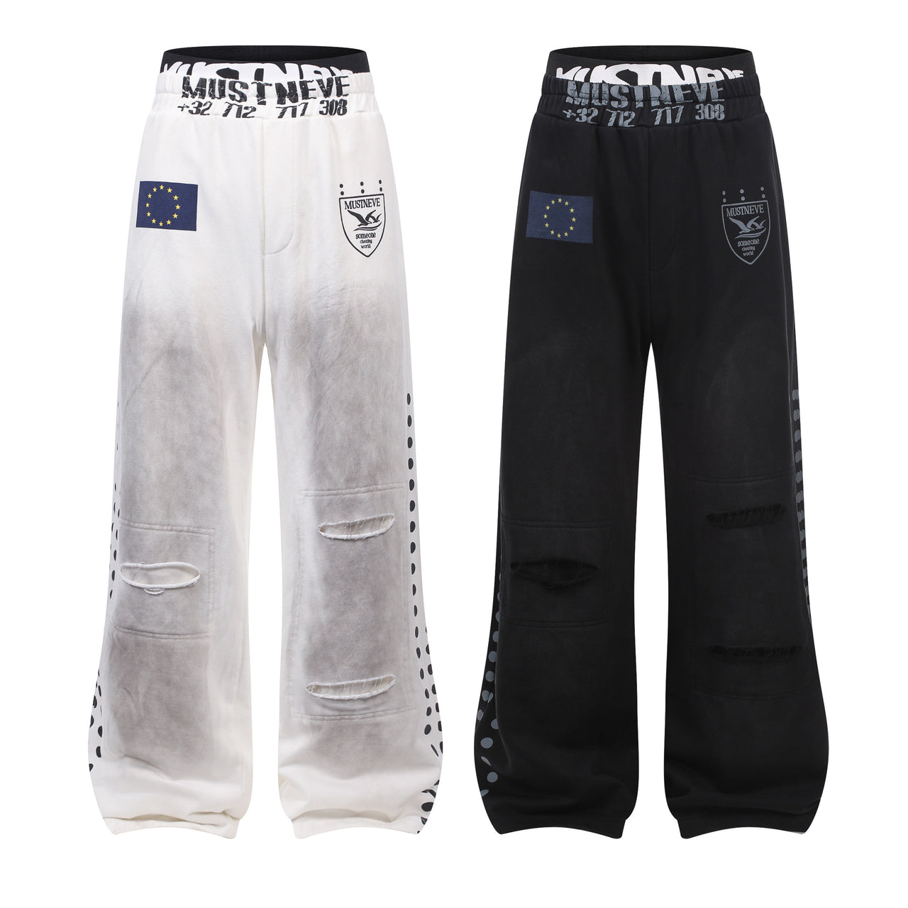 Omirad “Distressed Sport Wide-Leg Pants”