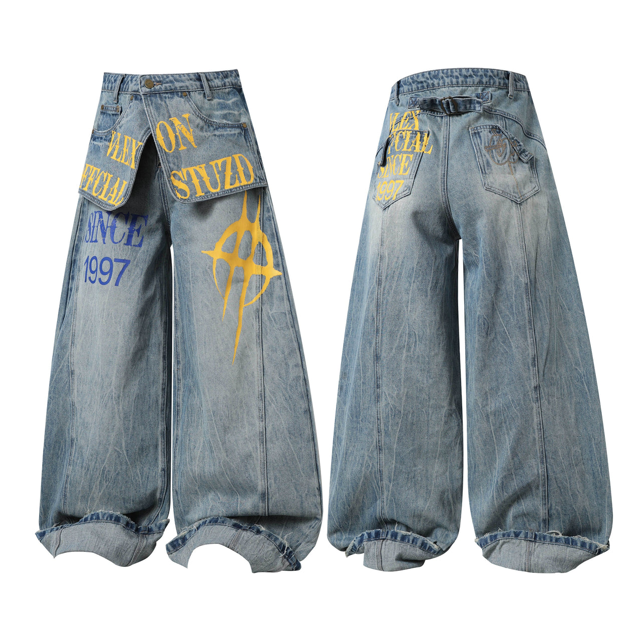 Omirad Graphic Wide-Leg Denim Pants