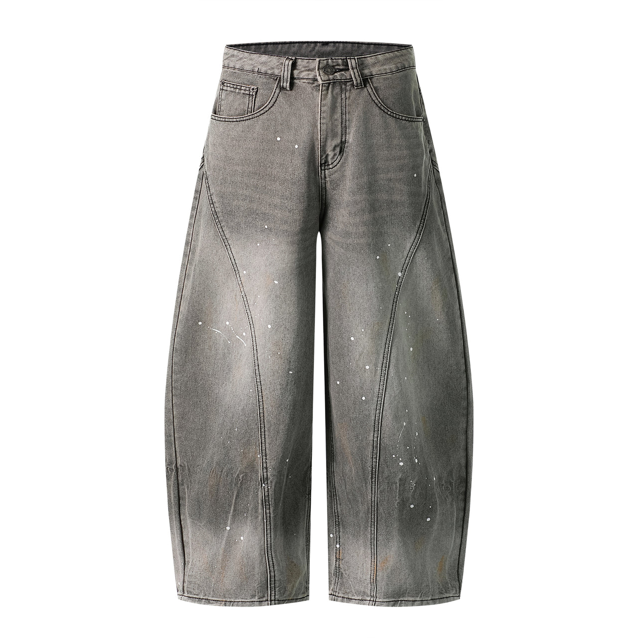 Sand Gray Splatter Curved Blade Jeans