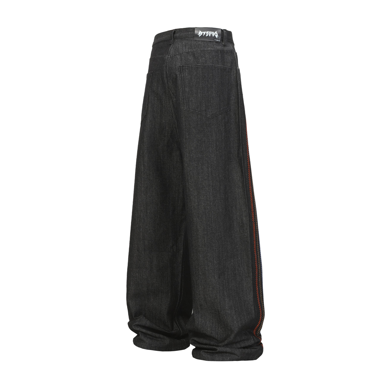 Omirad Contrast Stitch Arc Wide-Leg Jeans