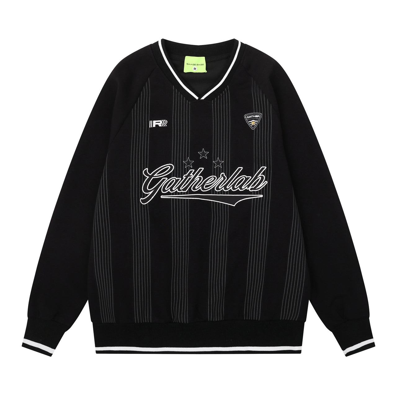 Vintage American Lettering Embroidered V-Neck Sweatshirt