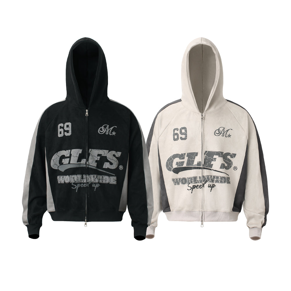 Omirad Suede-Finish Retro Zip Hoodie