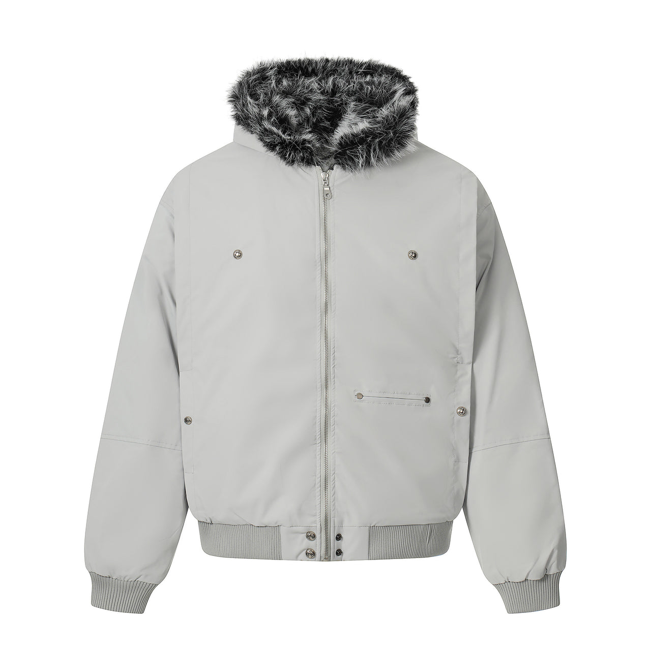 Omirad Faux Fur Hood Utility Bomber Jacket