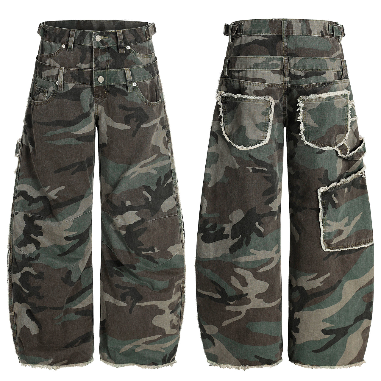 Omirad Double-Waist Camo Cargo Jeans