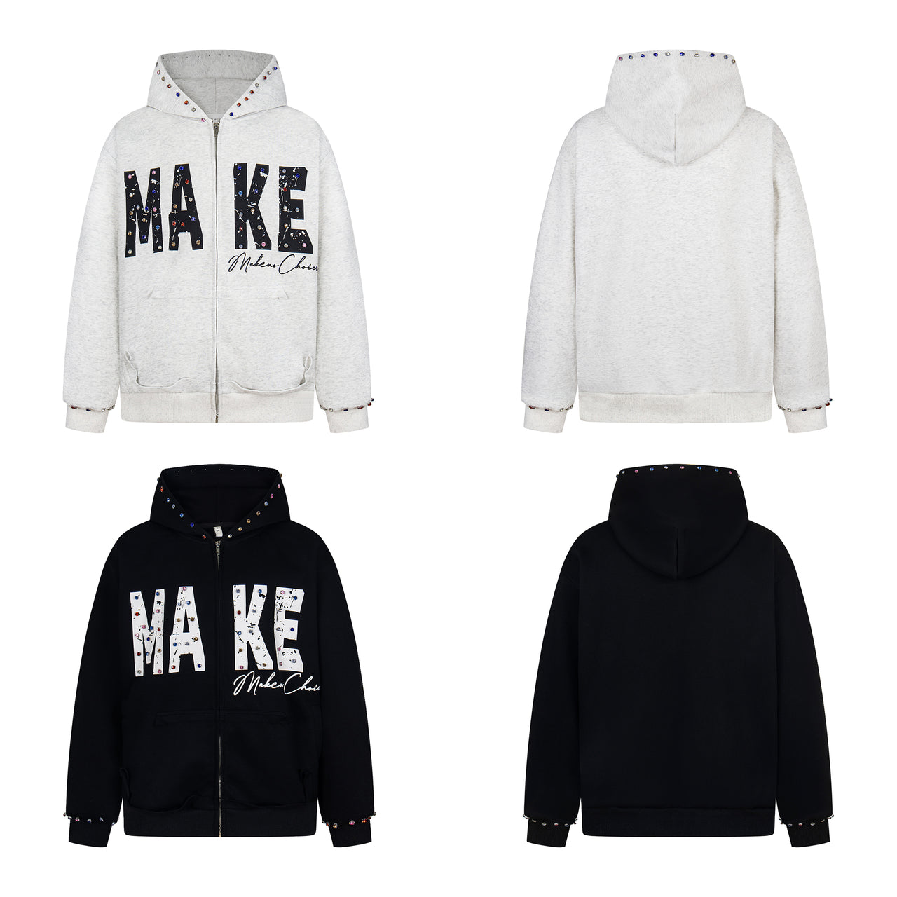 Omirad “MAKE” Studded Zip Hoodie