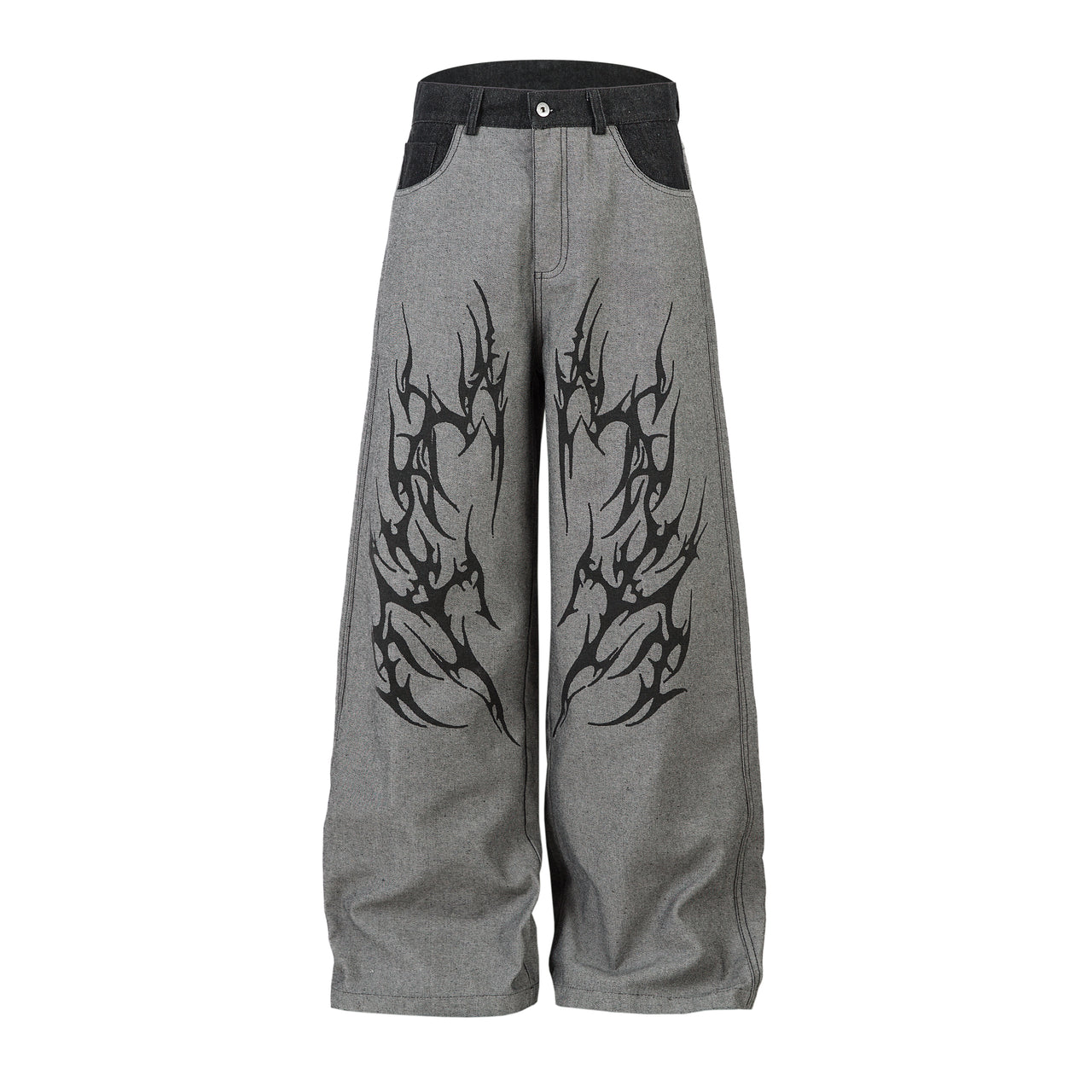 American Streetwear Color-Block Denim Jeans