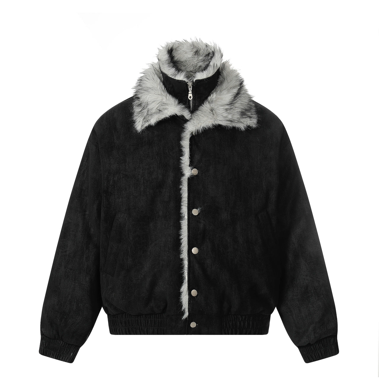 Omirad Faux Fur Trim High-Neck Bomber Jacket