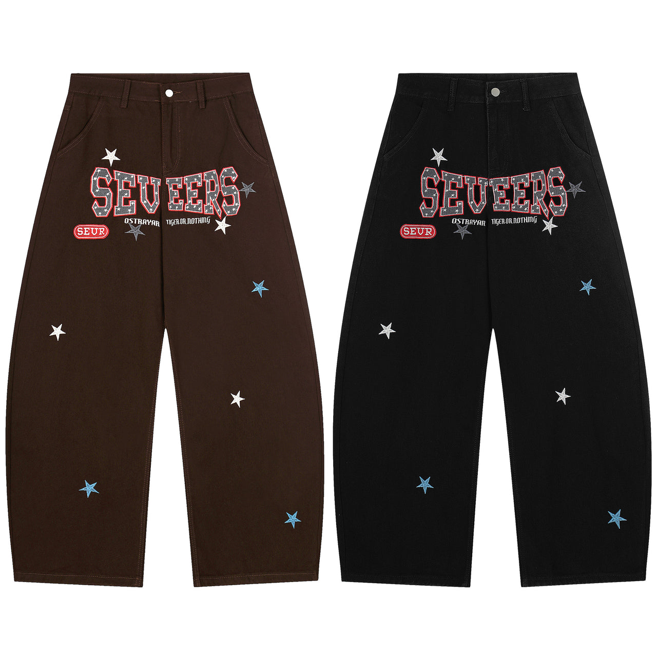 Omirad Star Embroidered Logo Wide-Leg Jeans