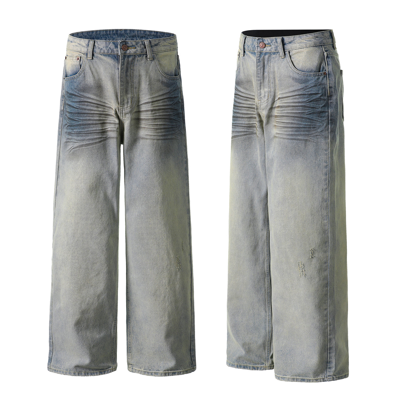American Vintage Spray Distressed Whisker Denim Jeans